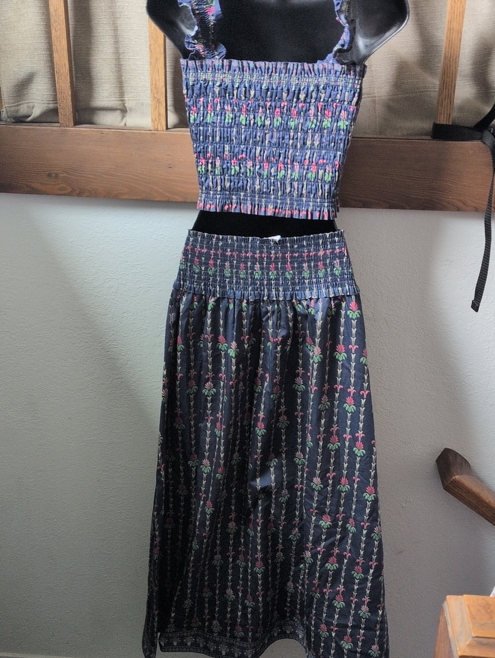 ✨ Hill House Margot Skirt And Top Set In Trailing Fern/Navy Multi Size L - Picture 5 of 10